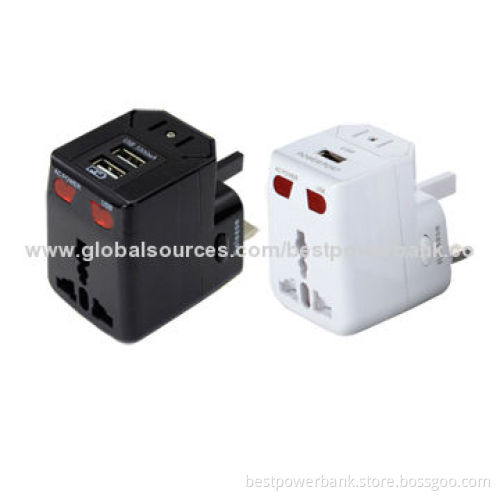 New Brand CE/RoHS/FCC/SGS 2 USB Ports Multi Nation Universal Power Adapters, UK/US/AU/EU Multi-plug